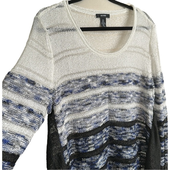 ALFANI Lightweight Ombre Stripe Semi-Sheer Sweater Tunic Sequined Casual Chic XL - Picture 4 of 14